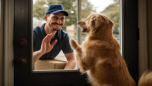Delivery Driver’s Daily Stop for Lonely Golden Retriever Melts Hearts