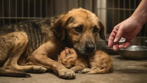 Shelter Volunteers Break Down When They See What This Dog Won’t Leave Behind