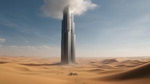 This 1km Desert Tower Rendering Breaks Your Brain Before You Even Process It